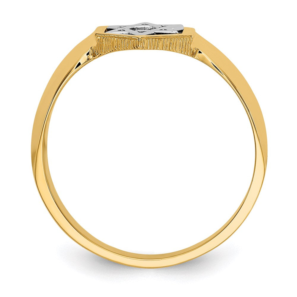 14K Bicolor Gold Polierter Davidstern Ring