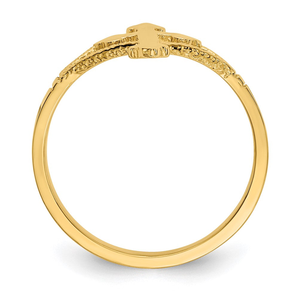 14K Gelbgold poliertes Kreuz Ring