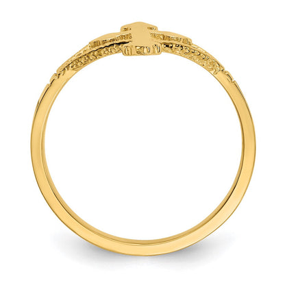 14K Gelbgold poliertes Kreuz Ring