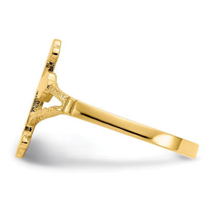 14K Gelbgold poliertes Kreuz Ring