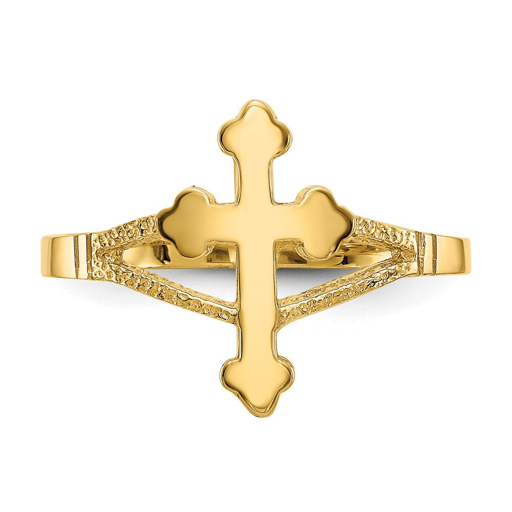 14K Gelbgold poliertes Kreuz Ring