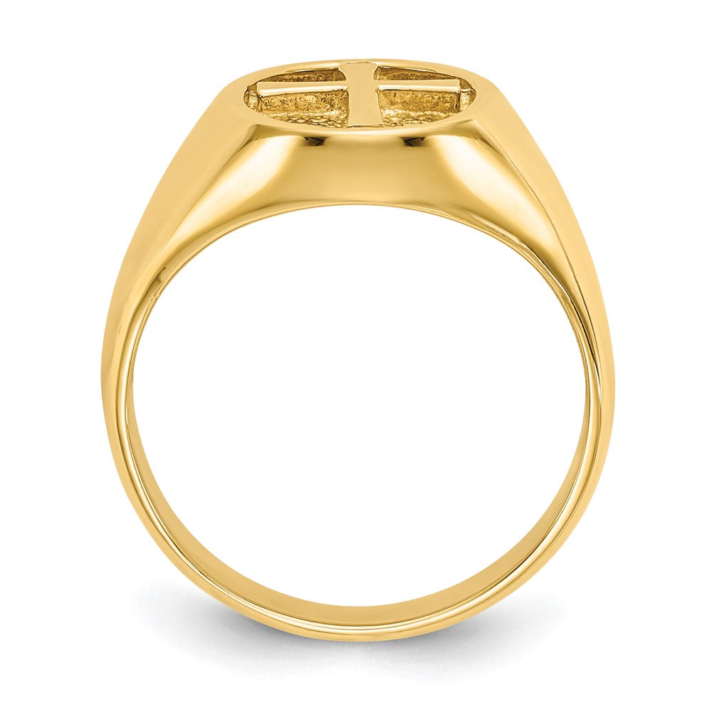 14K Gelbgold Polierter Kreuz-Ring des Ewigen Lebens