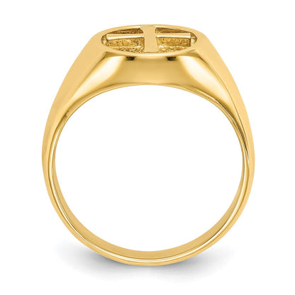 14K Gelbgold Polierter Kreuz-Ring des Ewigen Lebens