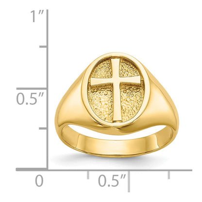 14K Gelbgold Polierter Kreuz-Ring des Ewigen Lebens