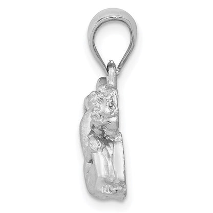 14K Weißgold Satin-Engel-Charm