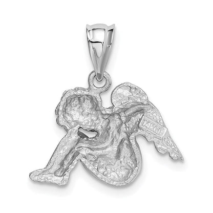 14K Weißgold Satin-Engel-Charm