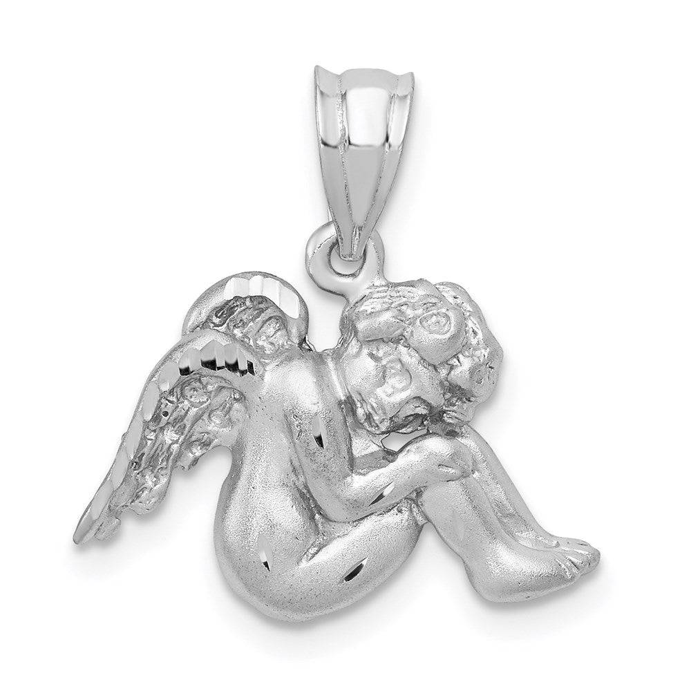 14K Weißgold Satin-Engel-Charm
