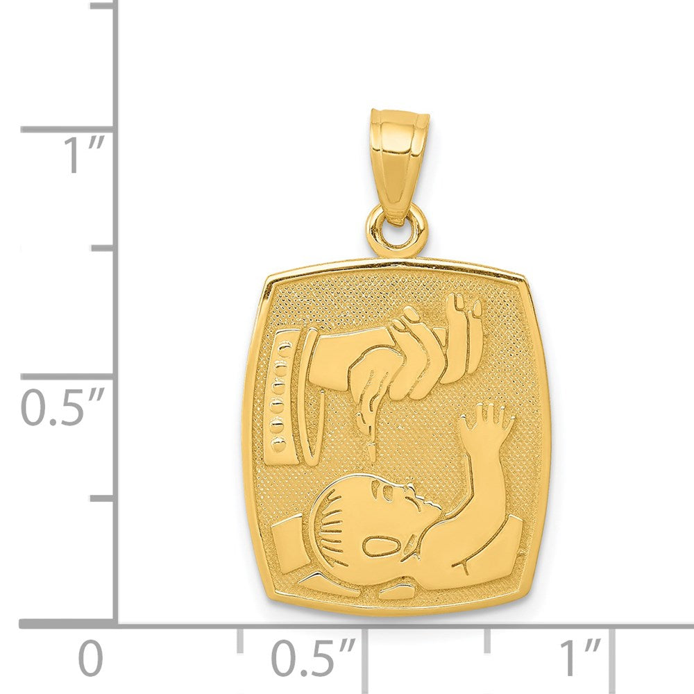 14K Gelbgold Taufe-Anhänger, satiniert/poliert