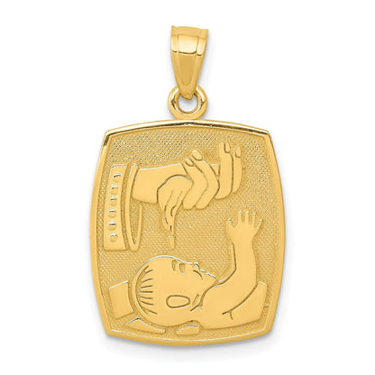 14K Gelbgold Taufe-Anhänger, satiniert/poliert