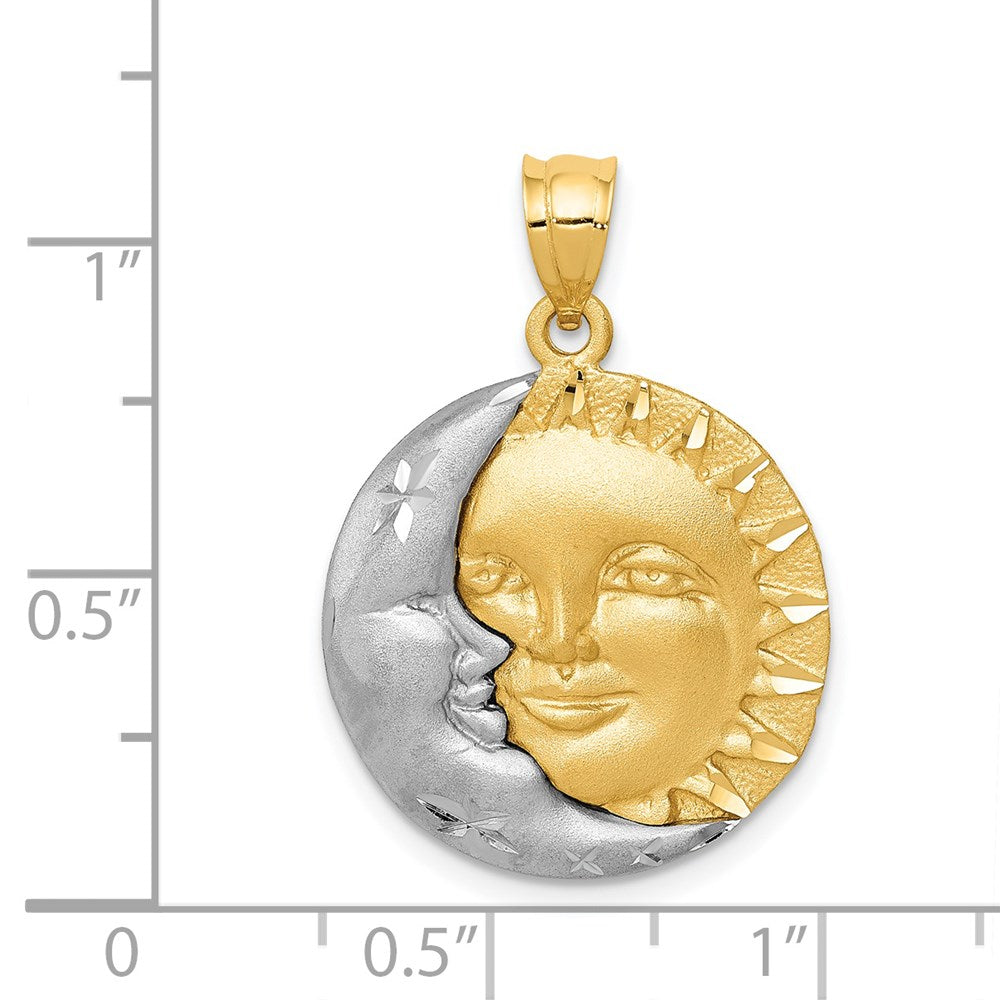 14K Bicolor-Gold Sonne-und-Mond-Charm