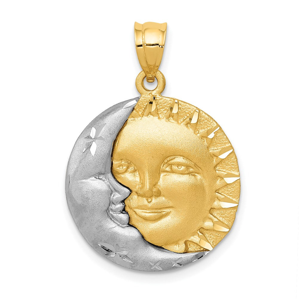 14K Bicolor-Gold Sonne-und-Mond-Charm