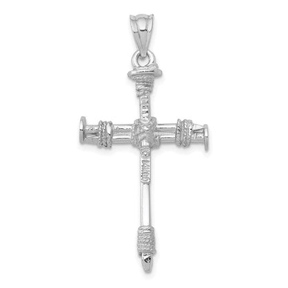 14K Weißgold Nagel-Kreuz-Anhänger