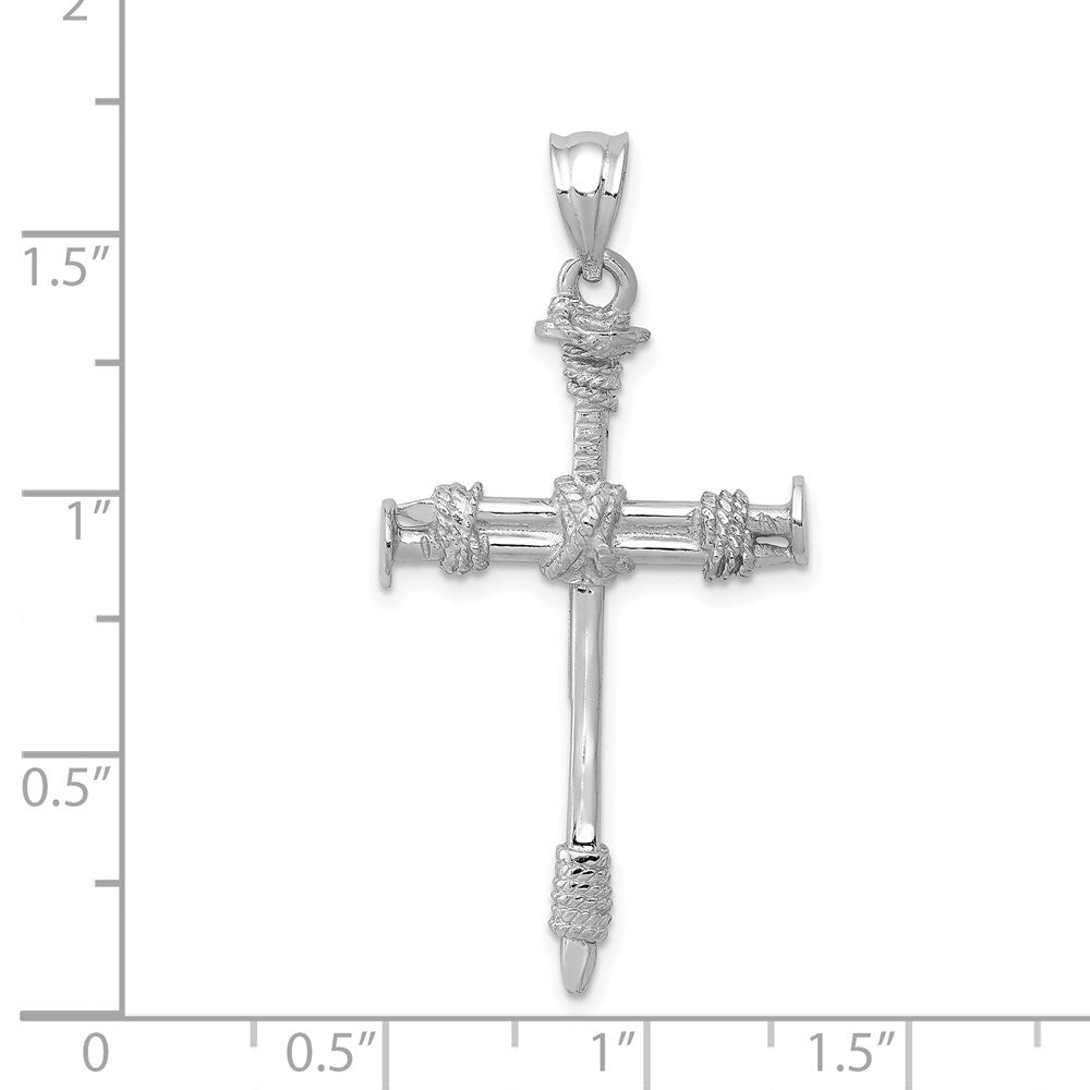14K Weißgold Nagel-Kreuz-Anhänger