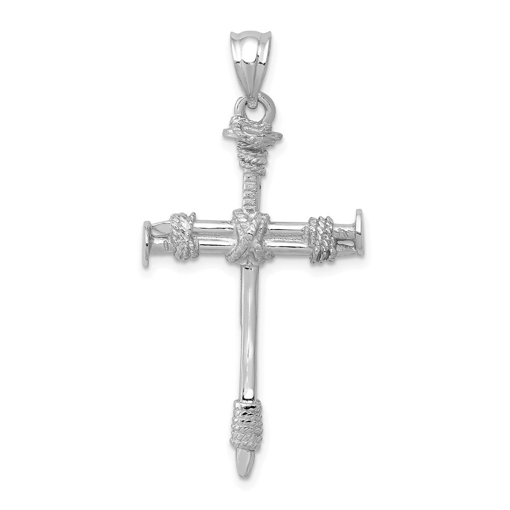 14K Weißgold Nagel-Kreuz-Anhänger