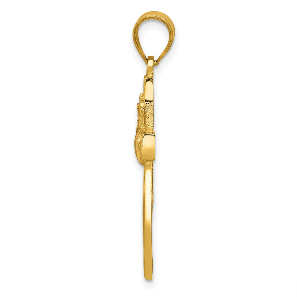 14K Gelbgold Claddagh-Kreuz-Anhänger