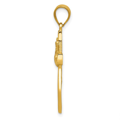 14K Gelbgold Claddagh-Kreuz-Anhänger
