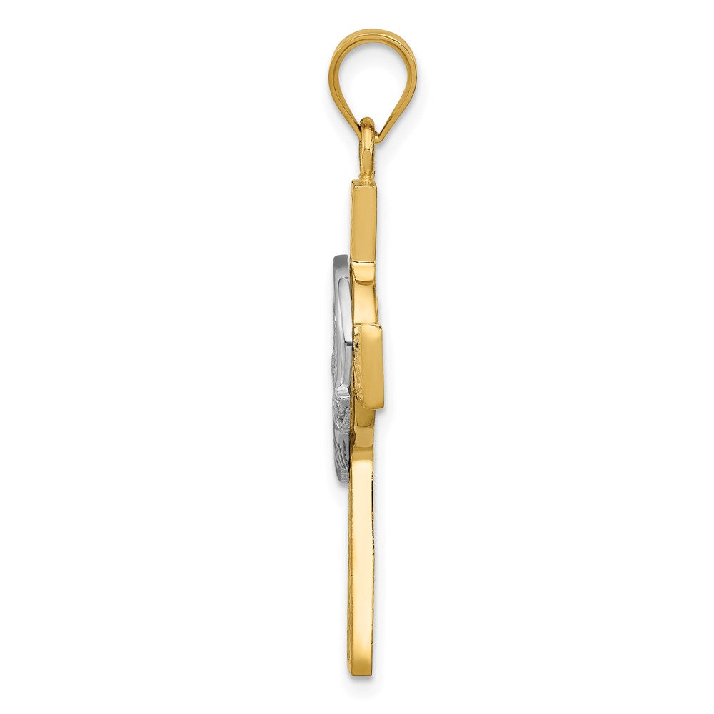 14K Bicolor Gold Claddagh-Kreuz-Anhänger