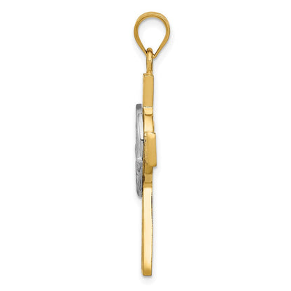 14K Bicolor Gold Claddagh-Kreuz-Anhänger