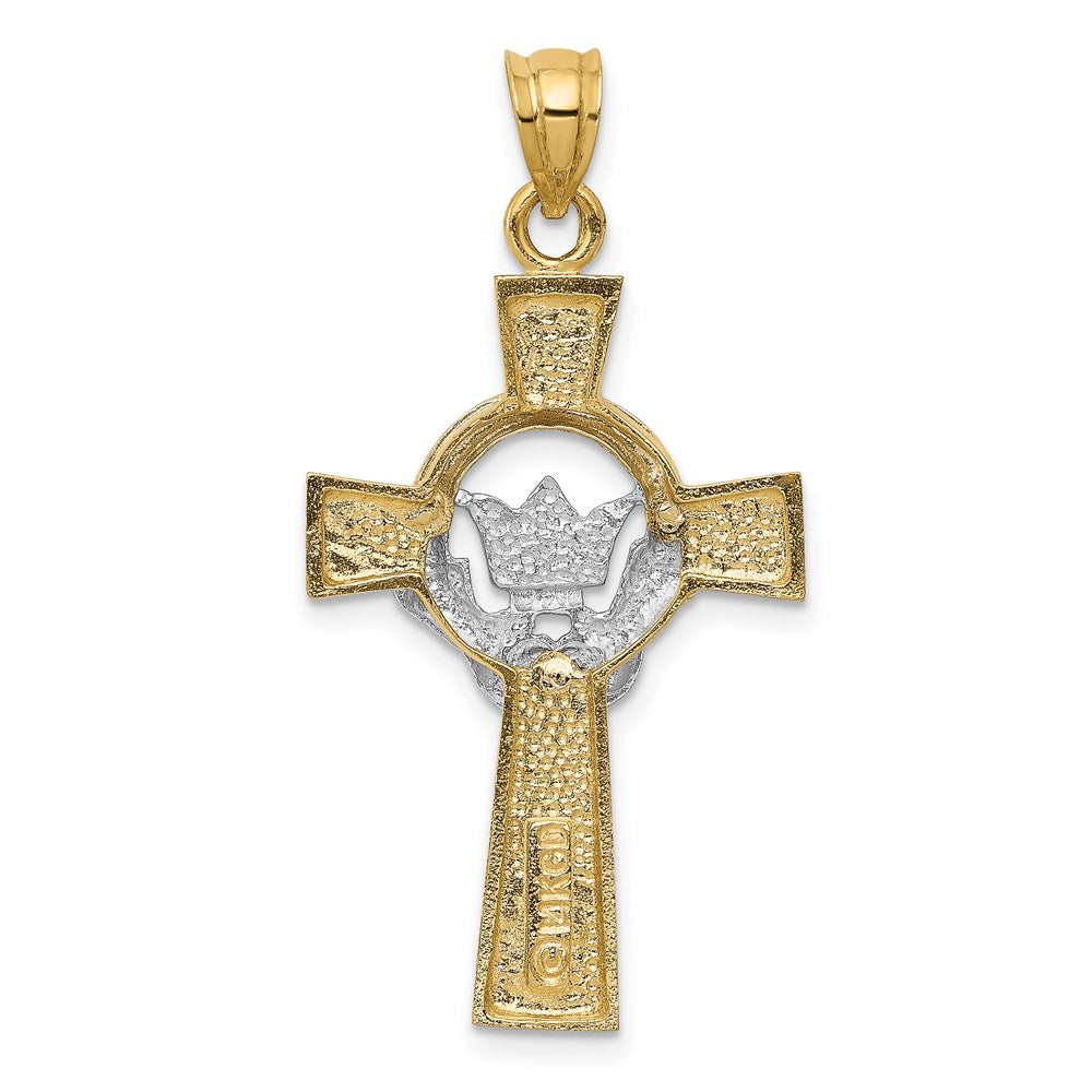 14K Bicolor Gold Claddagh-Kreuz-Anhänger