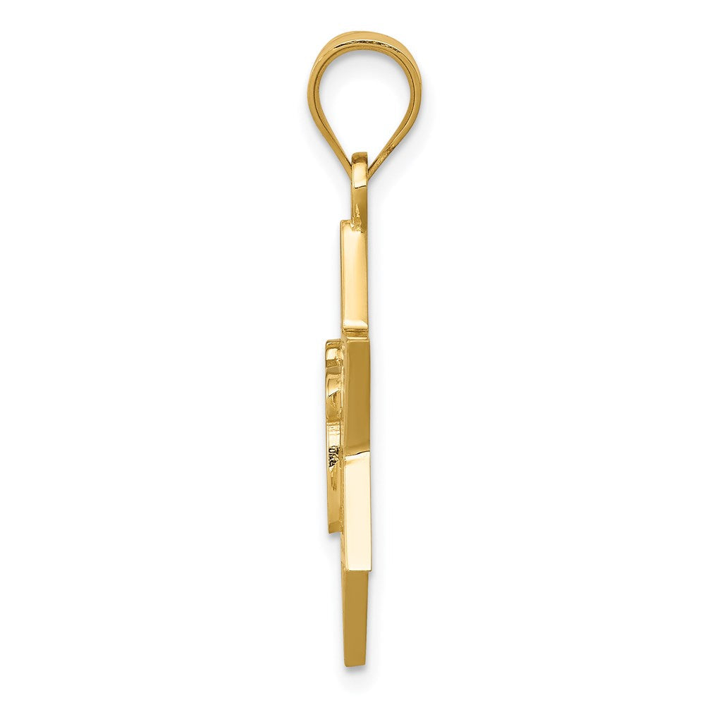 14K Gelbgold massiver polierter Chai-in-Davidstern-Charm