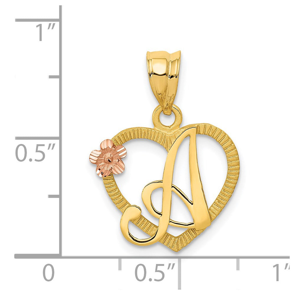 14K Bicolor Herz Buchstabe A Initiale Anhänger