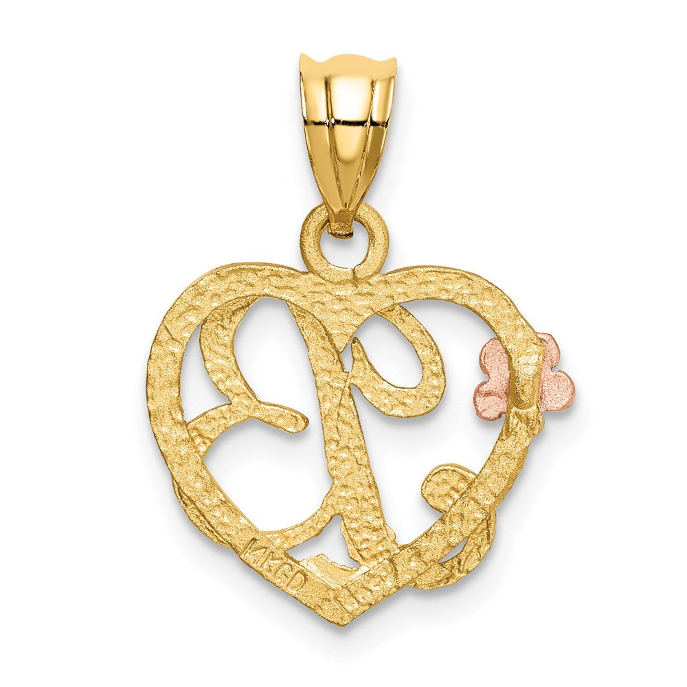 14K Bicolor Herz Buchstabe B Initiale Anhänger