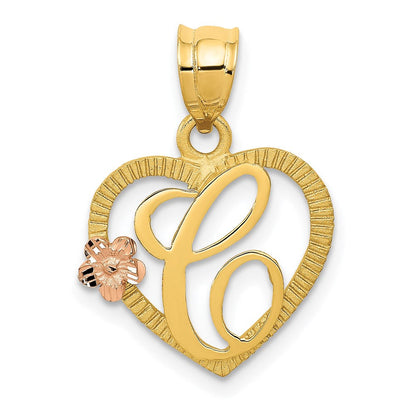 14K Bicolor Herz Buchstabe C Initiale Anhänger