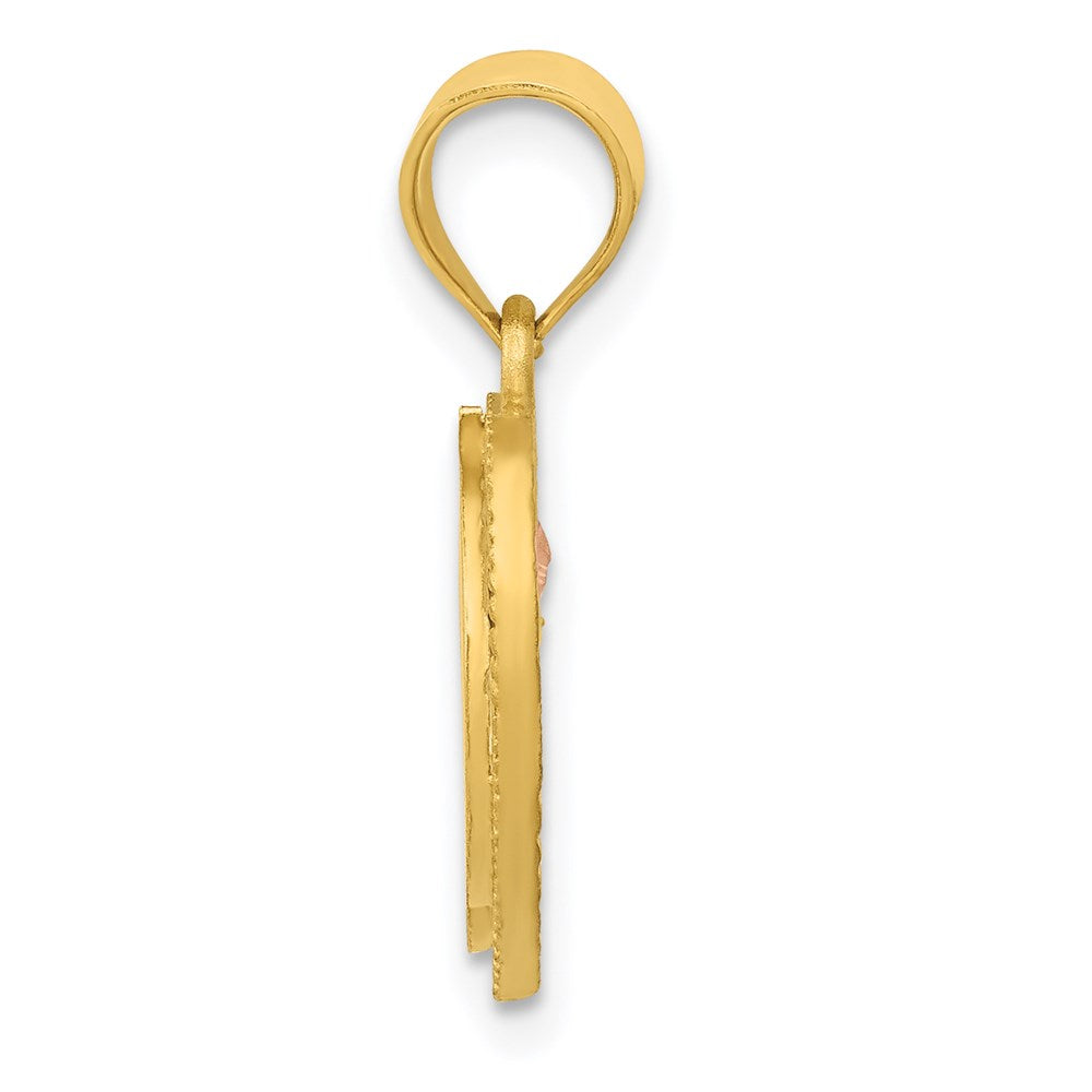 14K Bicolor Herz Buchstabe D Initiale Anhänger