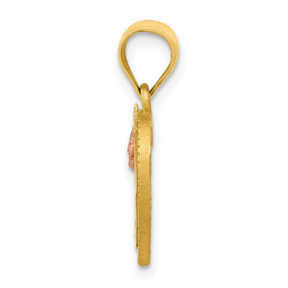 14K Bicolor Herz Buchstabe F Initiale Anhänger