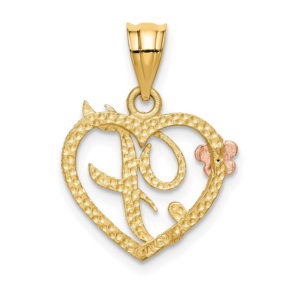 14K Bicolor Herz Buchstabe F Initiale Anhänger