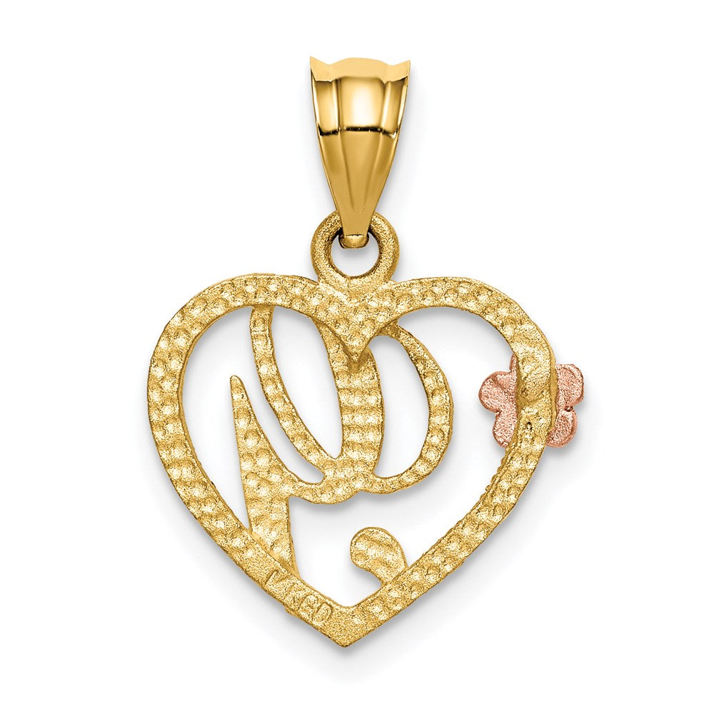 14K Bicolor Herz Buchstabe G Initiale Anhänger