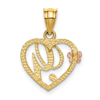 14K Bicolor Herz Buchstabe G Initiale Anhänger