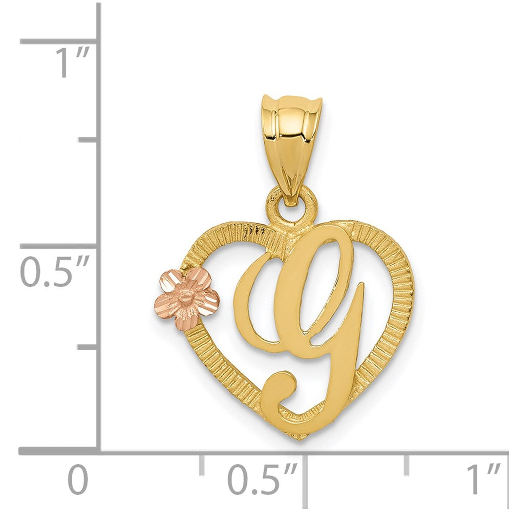14K Bicolor Herz Buchstabe G Initiale Anhänger