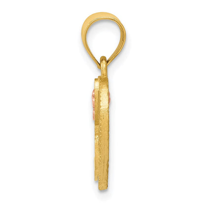 14K Bicolor-Gold Herz-Buchstaben-Anhänger Initiale „H“