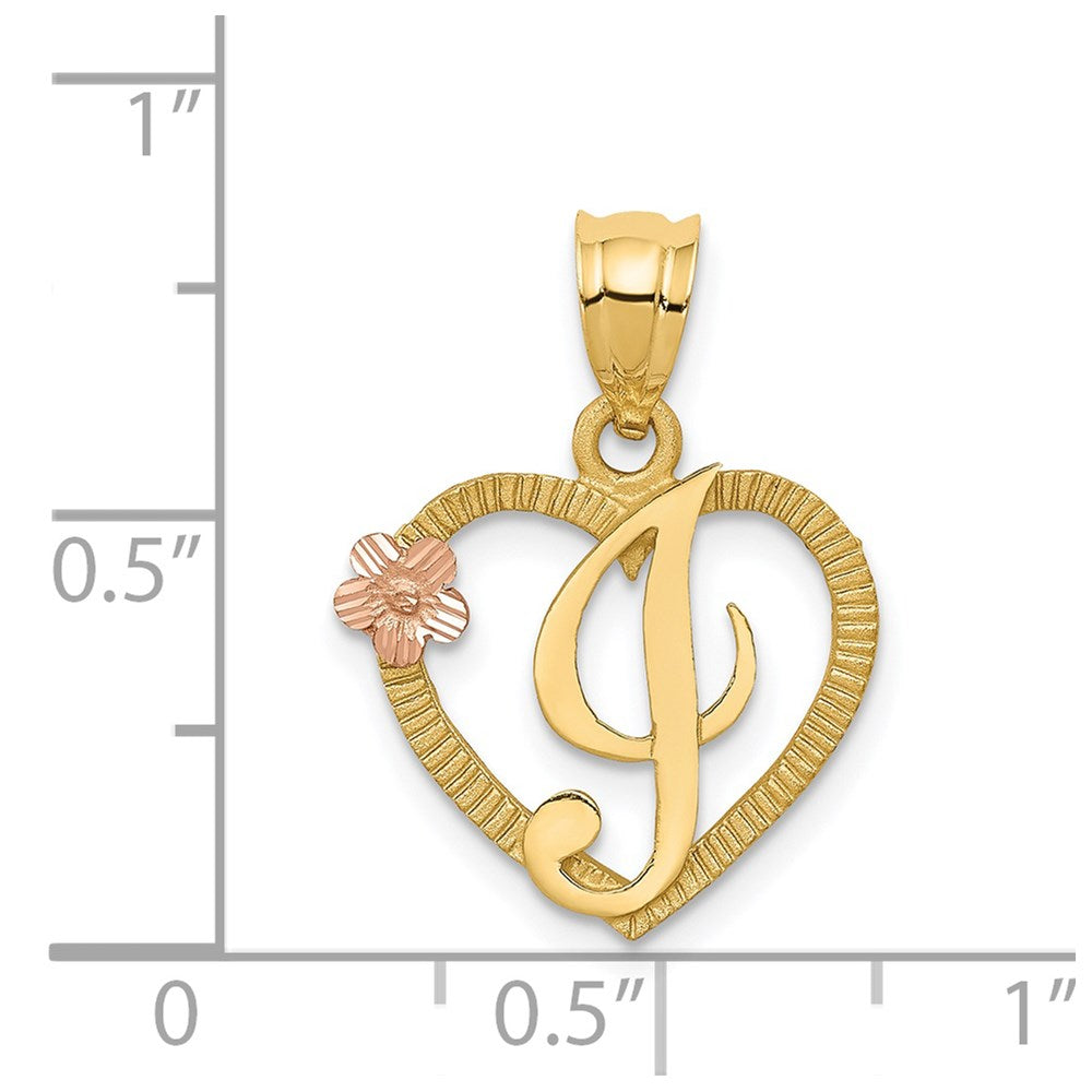 14K Bicolor Herz Buchstabe I Initiale Anhänger