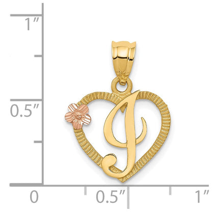 14K Bicolor Herz Buchstabe I Initiale Anhänger