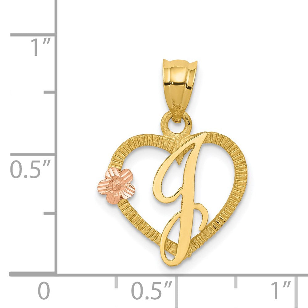 14K Bicolor Herz Buchstabe J Initiale Anhänger
