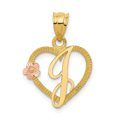 14K Bicolor Herz Buchstabe J Initiale Anhänger