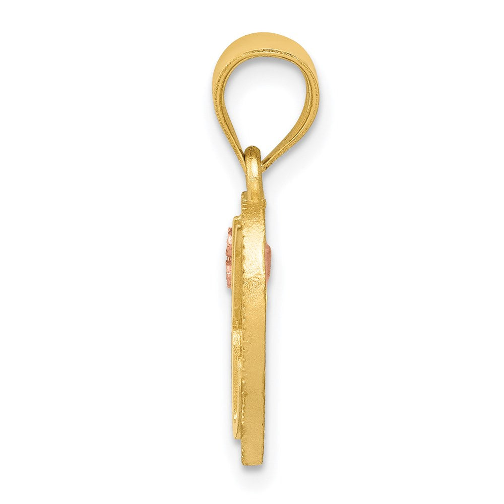 14K Gelbgold Bicolor Herz Buchstabe K Initiale Anhänger