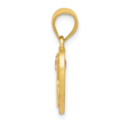 14K Gelbgold Bicolor Herz Buchstabe K Initiale Anhänger