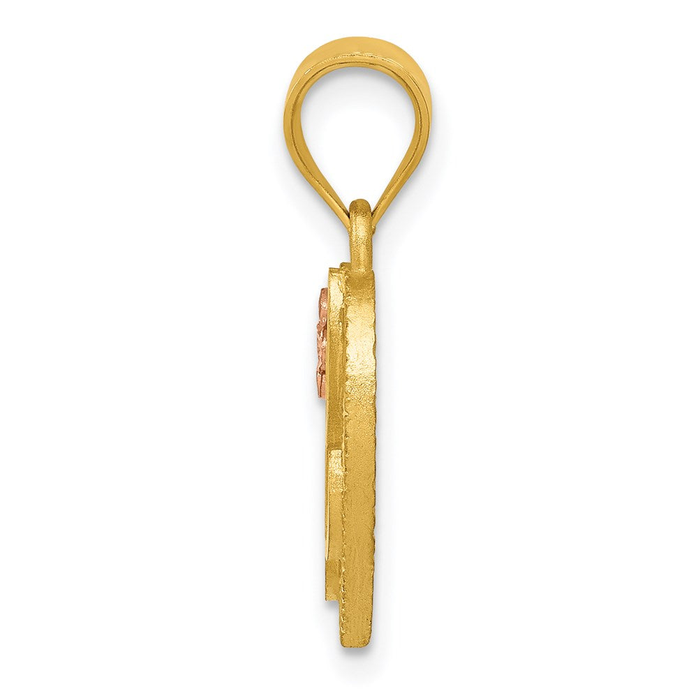 14K Gelbgold Bicolor Herz Buchstabe L Initiale Anhänger