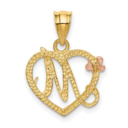 14K Bicolor Herz Buchstabe M Initiale Anhänger