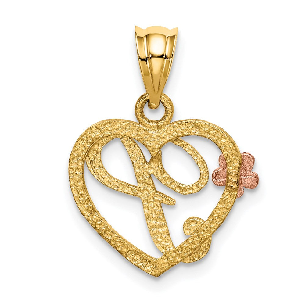 14K Bicolor Herz Buchstabe P Initiale Anhänger