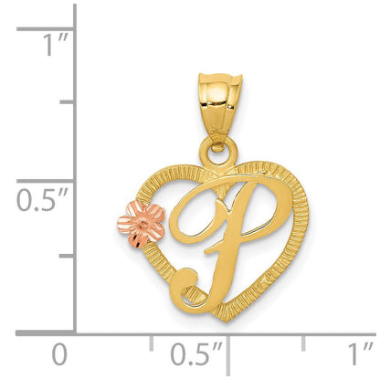 14K Bicolor Herz Buchstabe P Initiale Anhänger