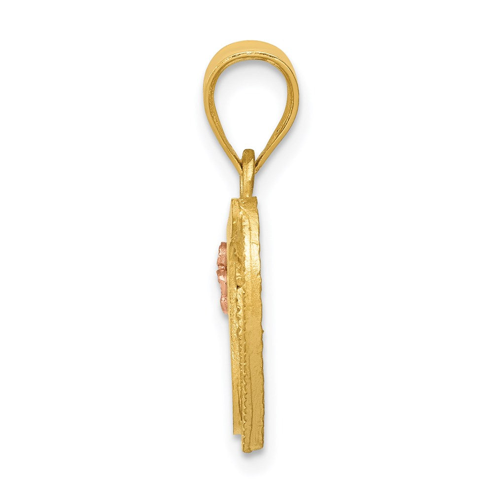 14K Bicolor Herz Buchstabe T Initiale Anhänger