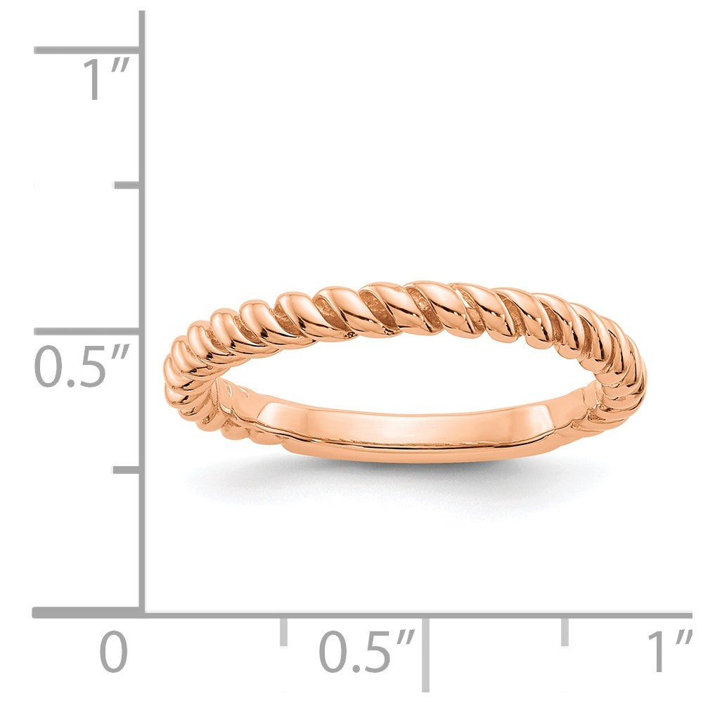 14K Roségold Polierter Gedrehter Ring