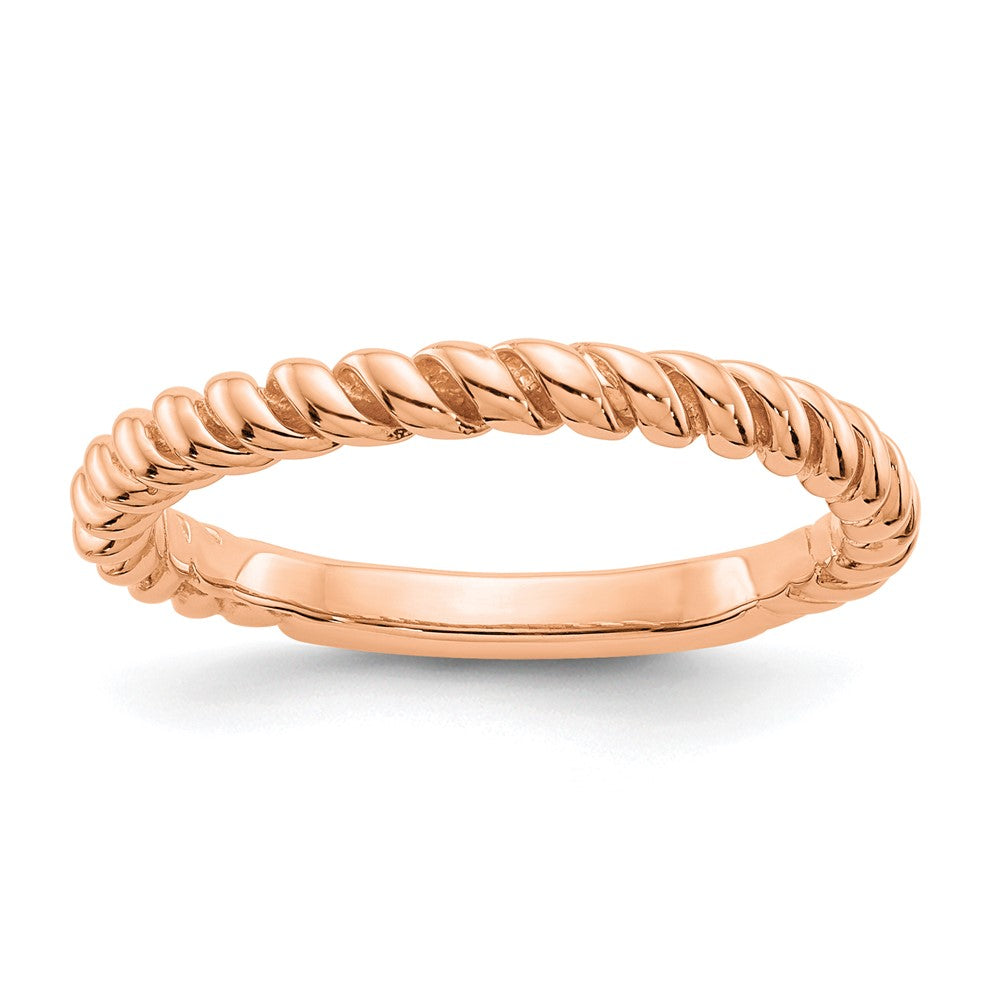 14K Roségold Polierter Gedrehter Ring