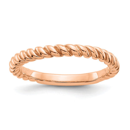 14K Roségold Polierter Gedrehter Ring