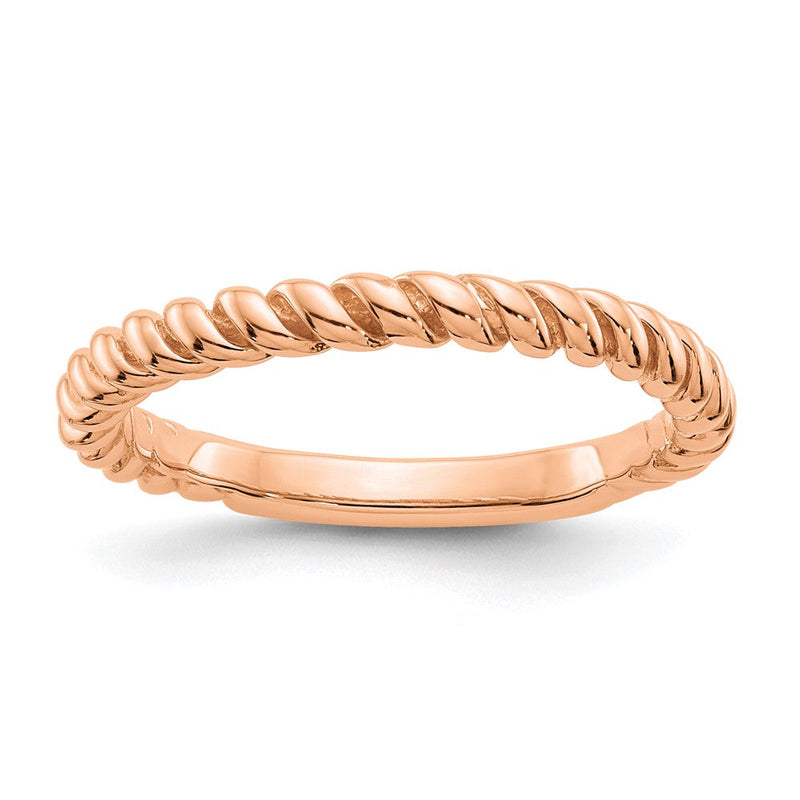14K Roségold Polierter Gedrehter Ring