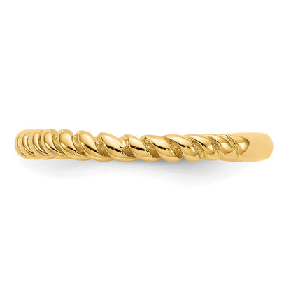 14K Gelbgold Ring mit gedrehtem, poliertem Design
